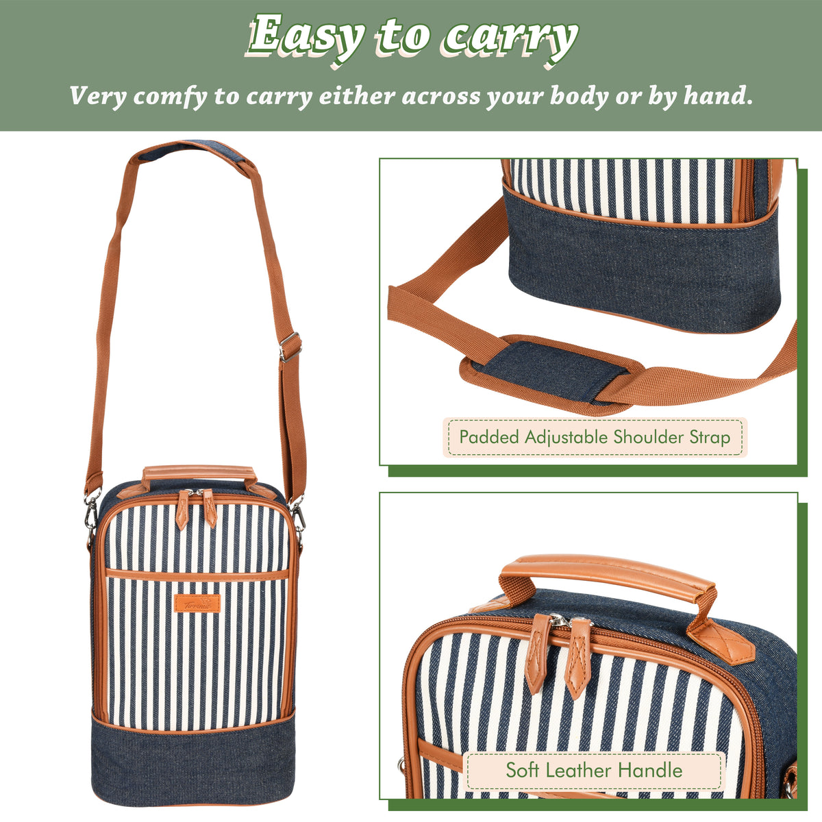 Tirrinia 2 Bottle Wine Carrier Bag for Picnic product image 22