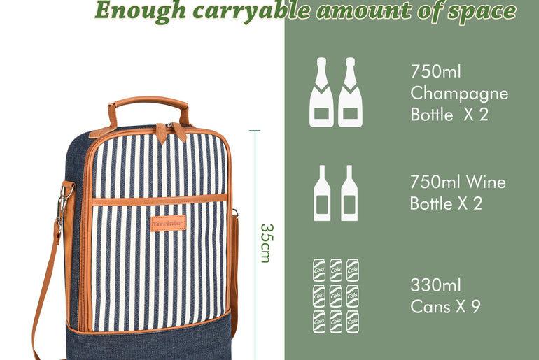 Tirrinia 2 Bottle Wine Carrier Bag for Picnic product image 10