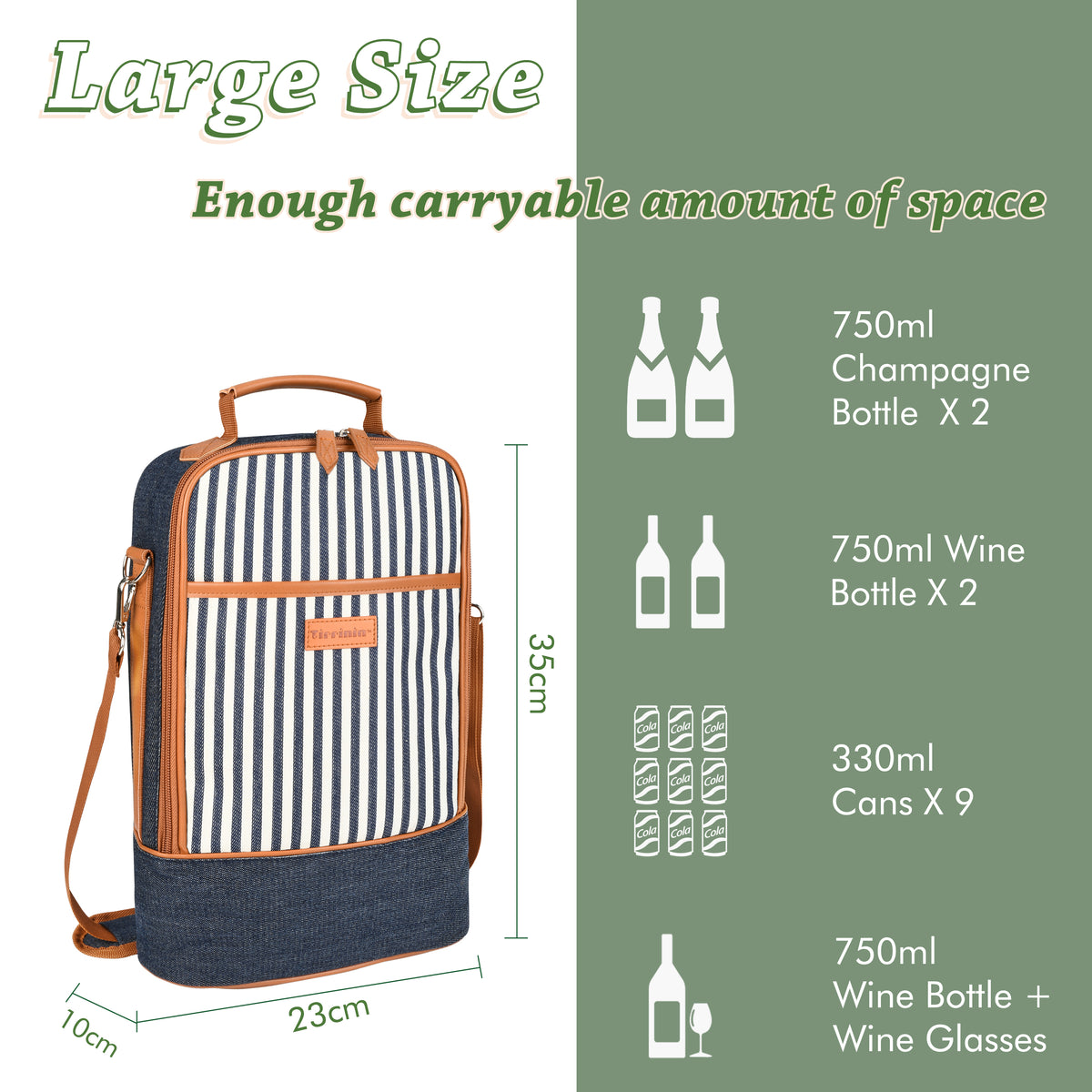 Tirrinia 2 Bottle Wine Carrier Bag for Picnic product image 10