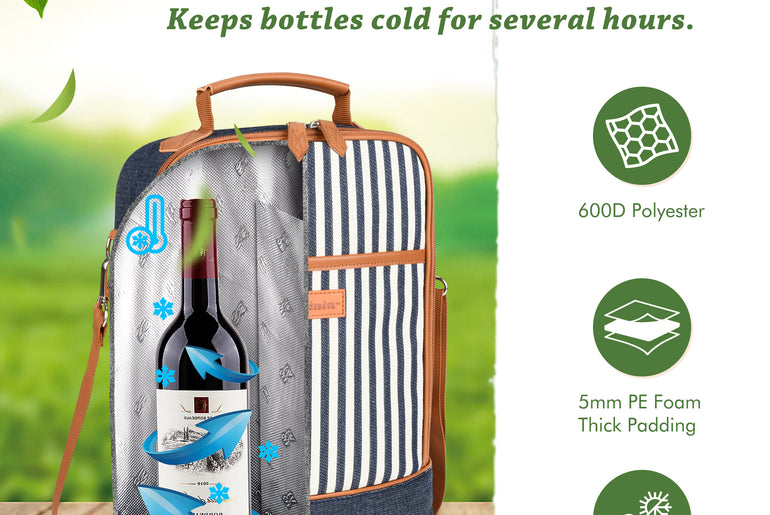 Tirrinia 2 Bottle Wine Carrier Bag for Picnic product image 19