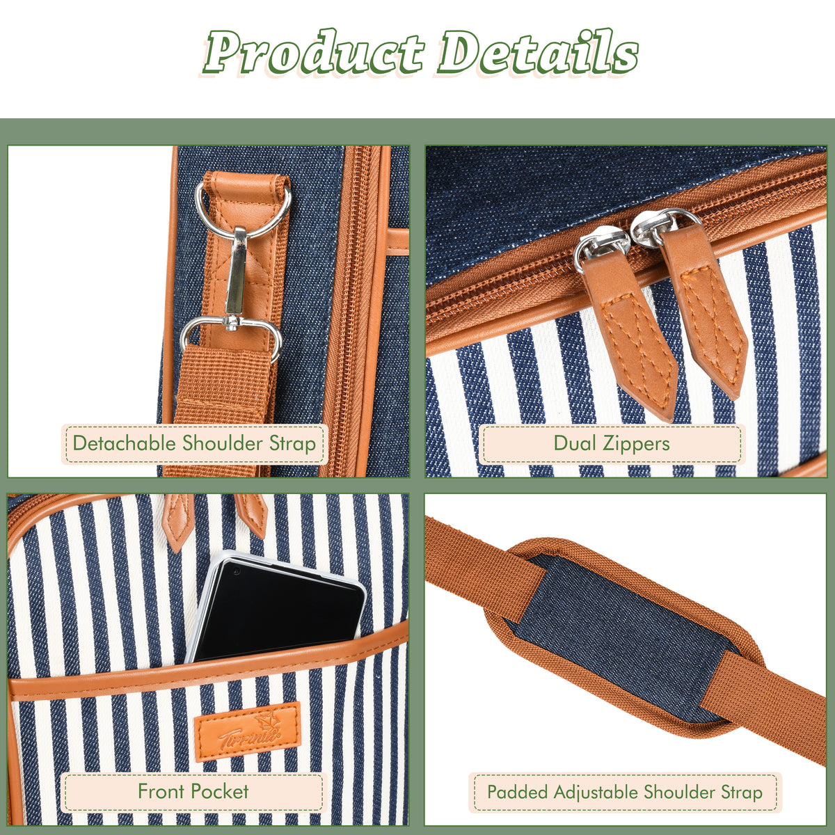 Tirrinia 2 Bottle Wine Carrier Bag for Picnic product image 16
