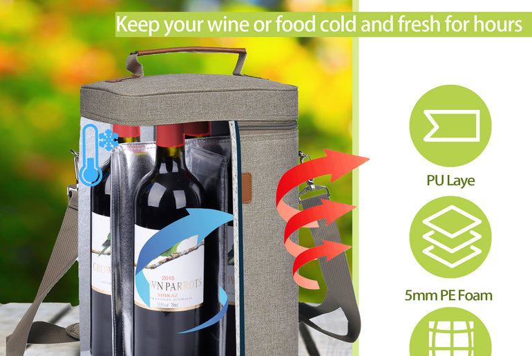 Tirrinia 4 Bottle Wine Cooler Tote Bag for Wine Travel