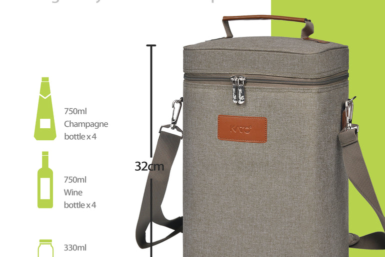 Tirrinia 4 Bottle Wine Cooler Tote Bag for Wine Travel