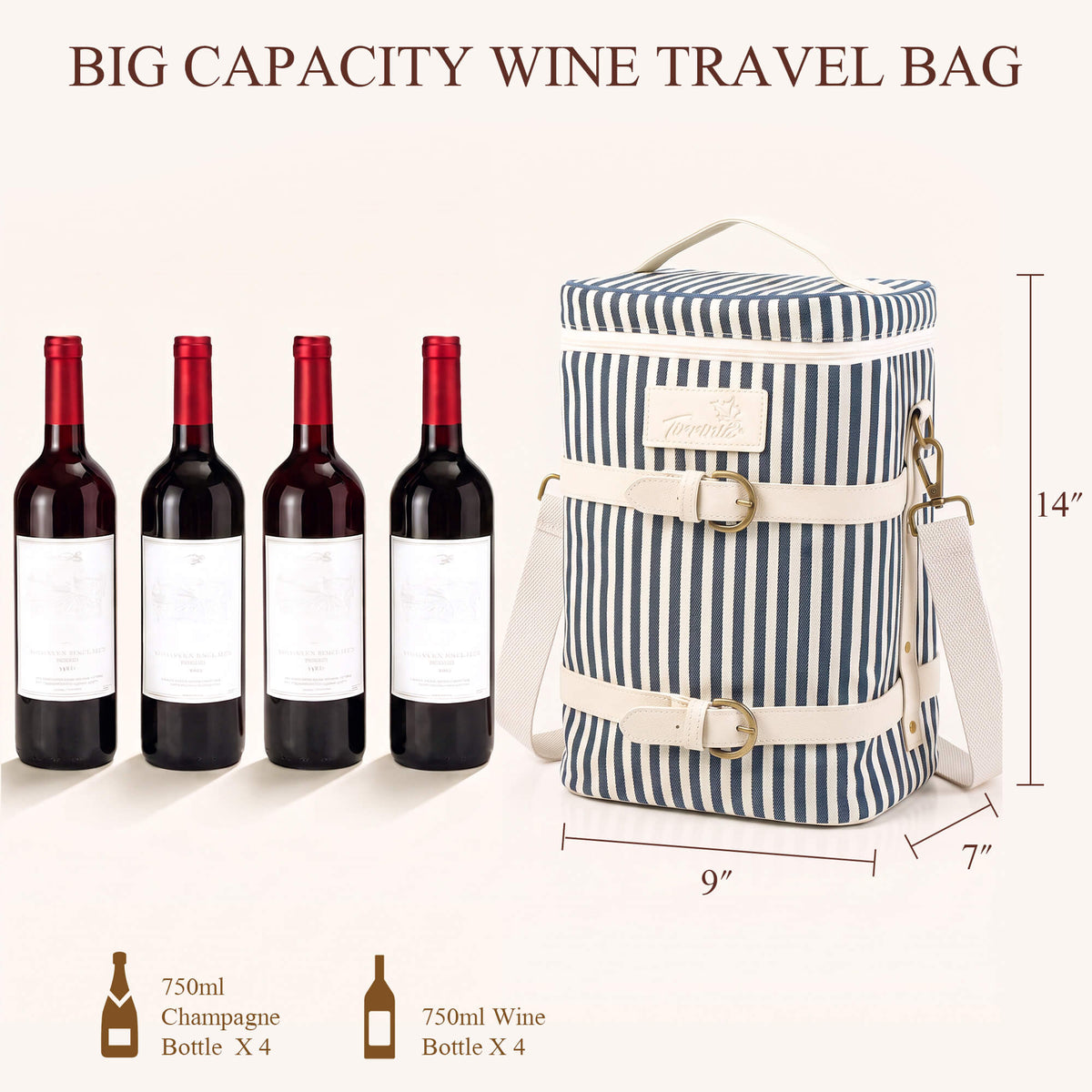 Tirrinia 4-Bottle Insulated Wine Carrier — Picnic-Ready, Leakproof & Stylish