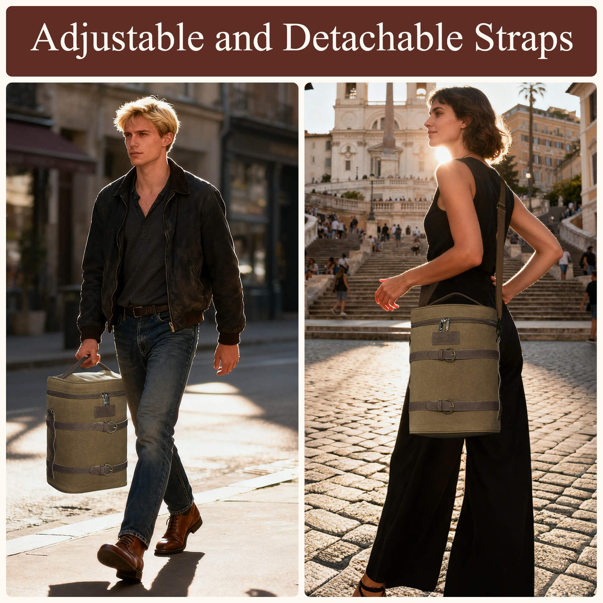 Tirrinia Vintage Canvas 4-Bottle Wine Tote — For Gatherings That Deserve Good Taste back view