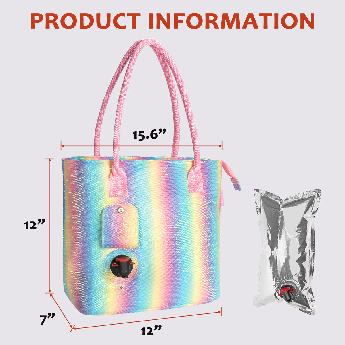 1.5L Wine Purse with Hidden Spout & Wine Bladder – Insulated Wine Tote Bag, Reusable Wine Travel Bag for Picnics, Beach & Parties
