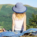 Tirrinia Elegant Chic Women's Striped Straw Hat with Bow Tie product image 5
