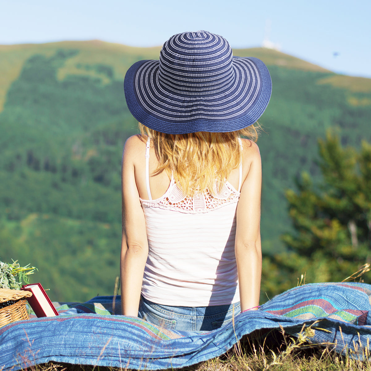 Tirrinia Womens Striped Straw Hat for Summer product image 5
