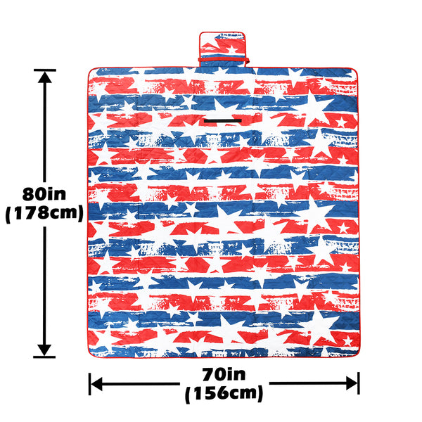 Quality Large Picnic Blanket 70" X 80" with USA Pattern Design