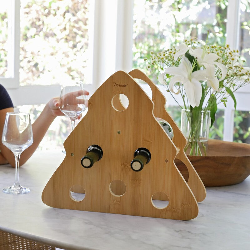 Tirrinia Bamboo Christmas Tree Wine Rack
