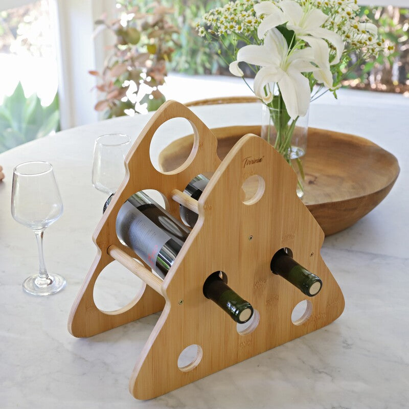 Tirrinia Bamboo Christmas Tree Wine Rack